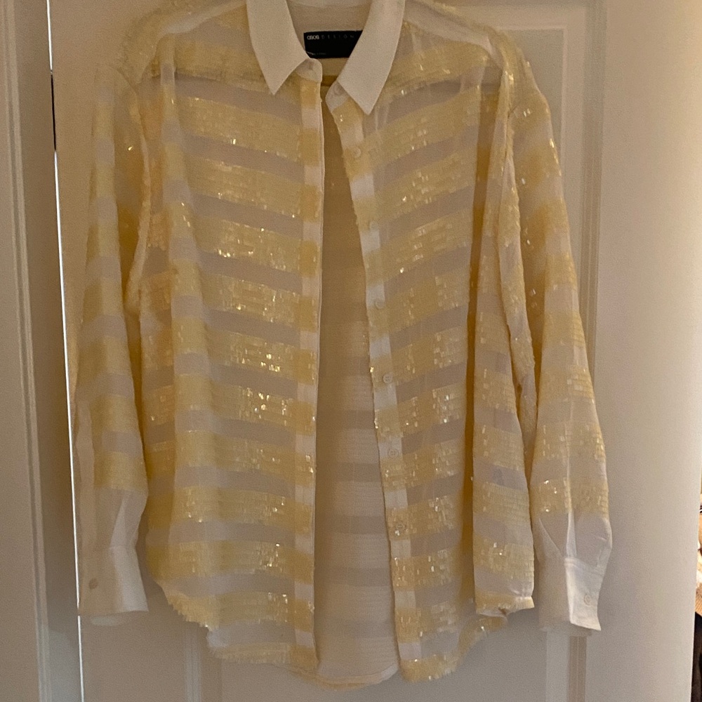 ASOS Yellow Striped Blouse - Picture 4 of 8